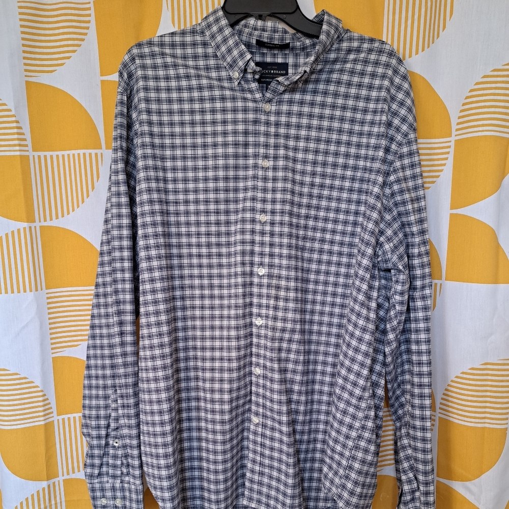 Mens Lucky Brand Saturday Stretch Plaid Button Down Shirt XXL